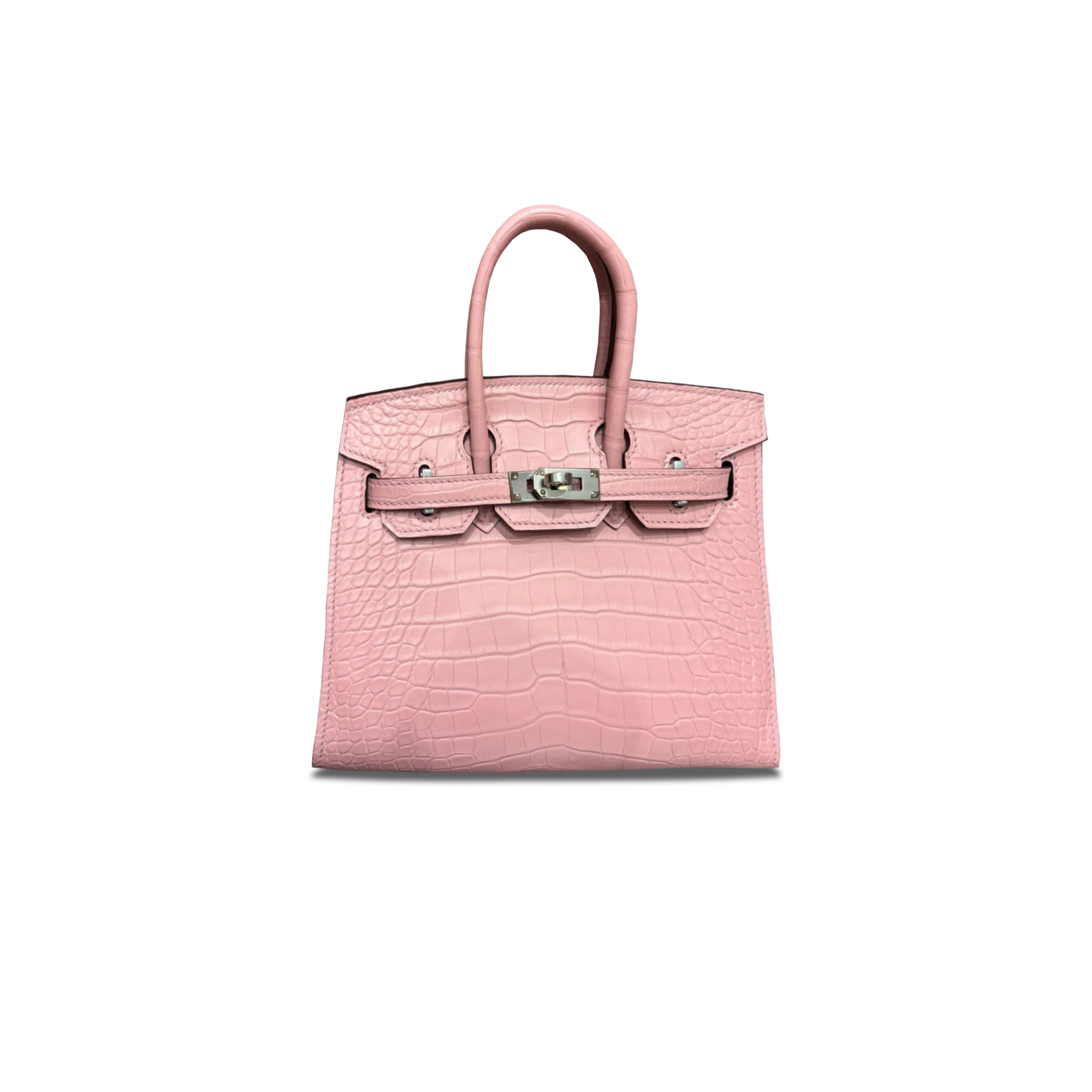H**mes master birkin 20 crocodile leather sakura pink silver buckle h041350ck15 (20*15.5*11cm)
